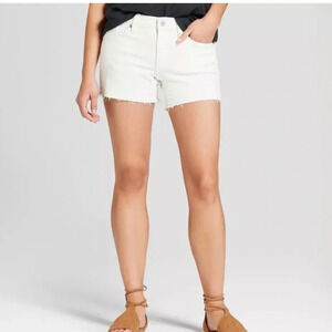 Universal Thread High Rise Raw Hem Midi Shorts Sour Creme
